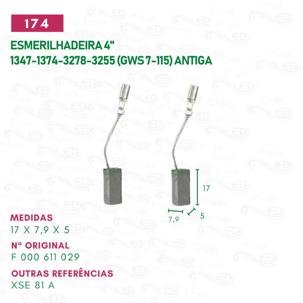 Escovas de carvão para esmerilhadeira 1347-1374-3278-3255 (GWS 7-115) cod.175