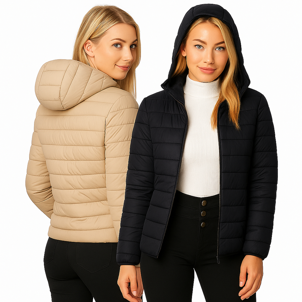 Bobojaco Puffer Feminino Forrada Com Capuz Proteção Frio