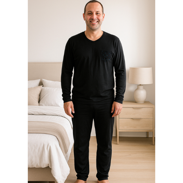 1 Pijama Masculino Adulto Manga Longa Calça em Malha Confortavel Inverno moda masculina em Oferta na Shopee