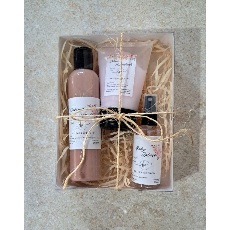 Kit Dia Das Mães Presente Artesanal Banho Premium Relaxante Rose Gold Feminino Sabonete Líquido +Hidratante +Body Splash