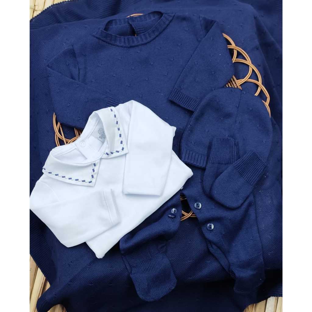 Kit Menino Saída de Maternidade em Tricô em Oferta na Shopee