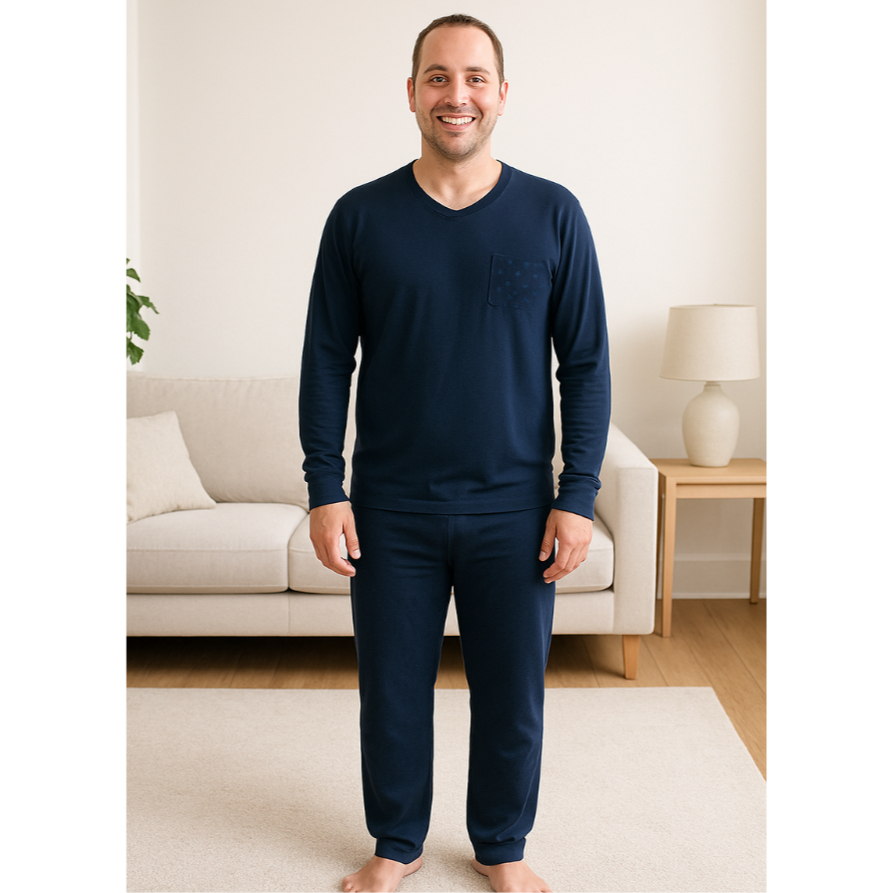 1 Conjunto de Pijama Masculino Adulto Manga Longa Calça em Malha Confortavel Inverno moda masculina em Oferta na Shopee