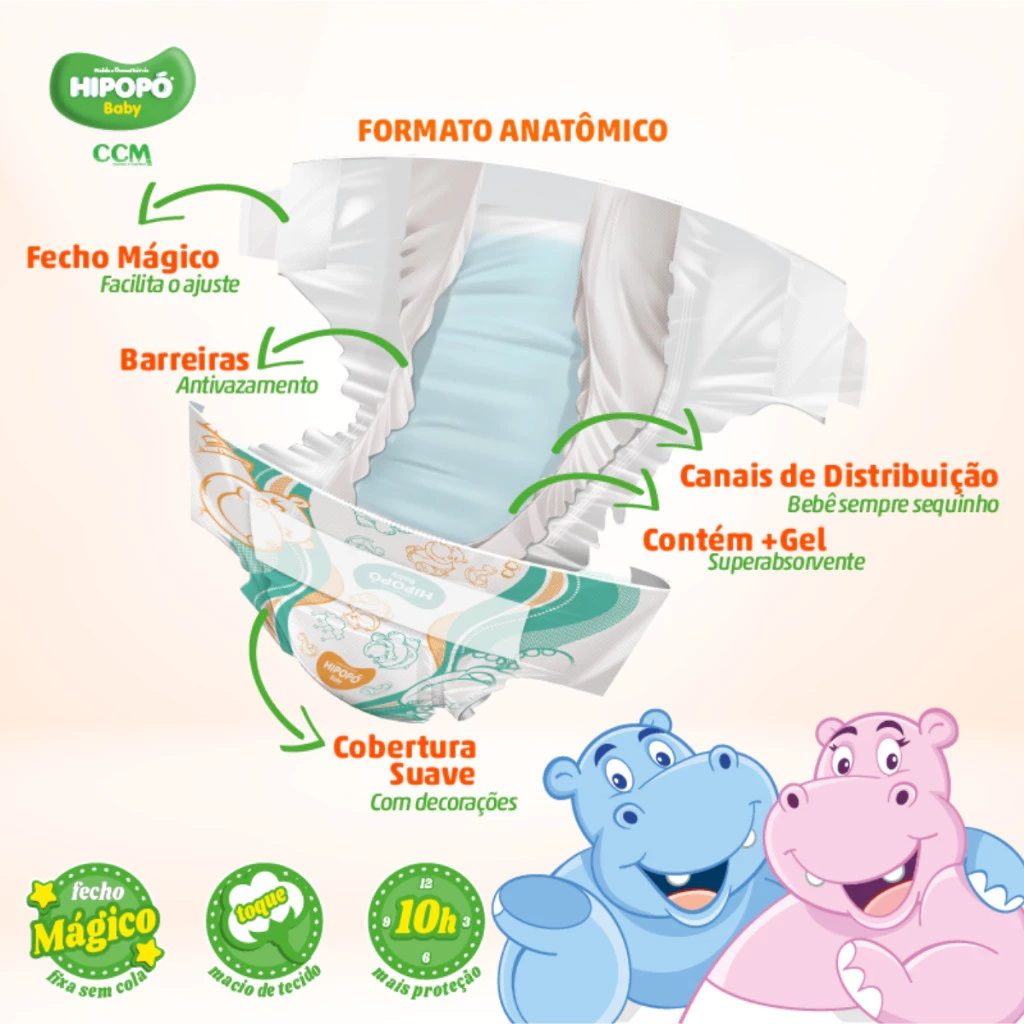 Kit 2ptes Fralda Hipopó Baby Hiper XXG 54un - Total 108un — imagem 2 de 2