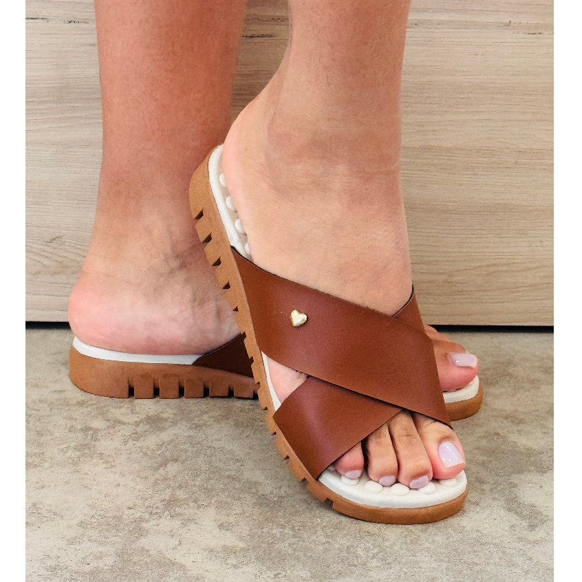 Chinelo Tiras Cruzadas Feminino Ortopédico Sola Massageadora Leve Flexível Saúde Dores Nos Pés