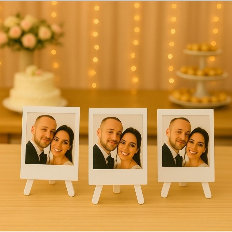 Mini Cavalete para Foto Polaroid 10 cm x 10 cm – Decoração Festa, Casamento, Aniversário