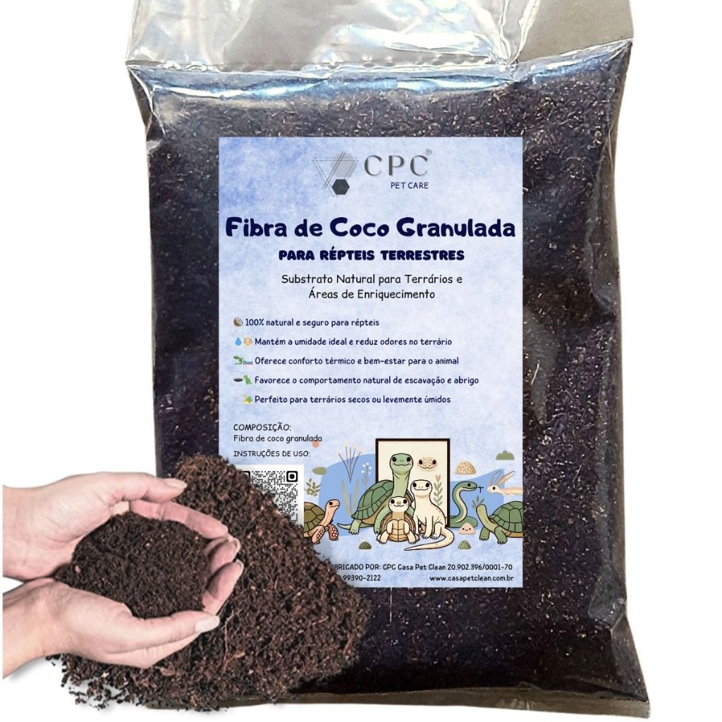 Fibra de Coco Granulada Para Répteis Terrestres CPC Pet Care