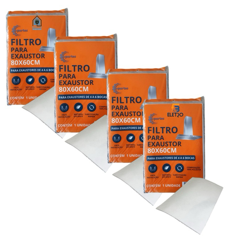 Kit C/4 Manta Filtro para Coifas Depuradores e Exaustores Universal de Alta Qualidade 60cm x 80cm Cada