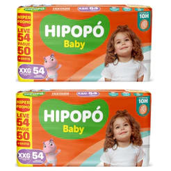 Kit 2ptes Fralda Hipopó Baby Hiper XXG 54un - Total 108un