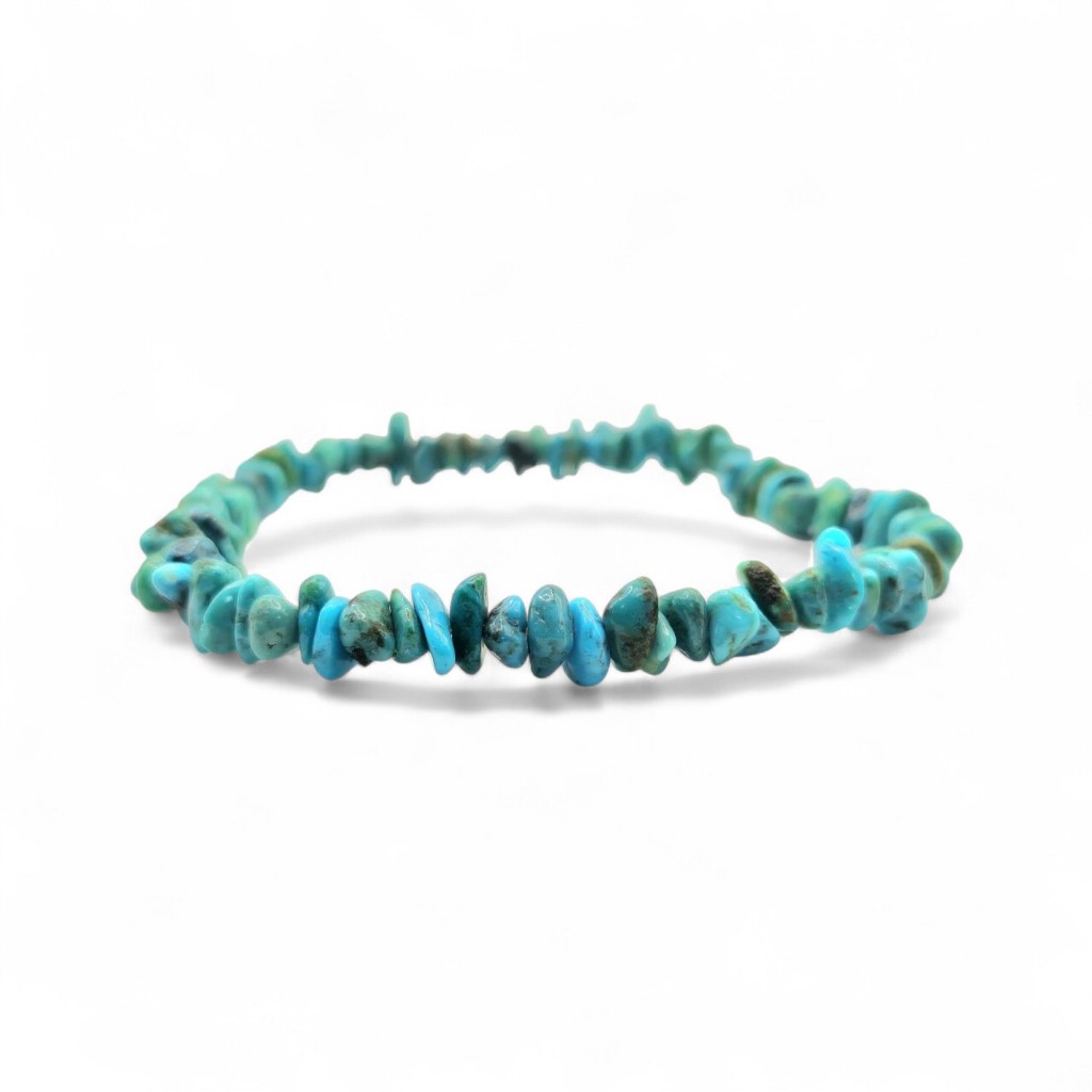 Pulseira De Cascalho Pedra Turquesa Natural
