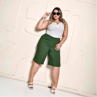 BERMUDA  SOCIAL PLUS SIZE DE TECIDO ALFAIATARIA PRIME sensorial em Oferta na Shopee