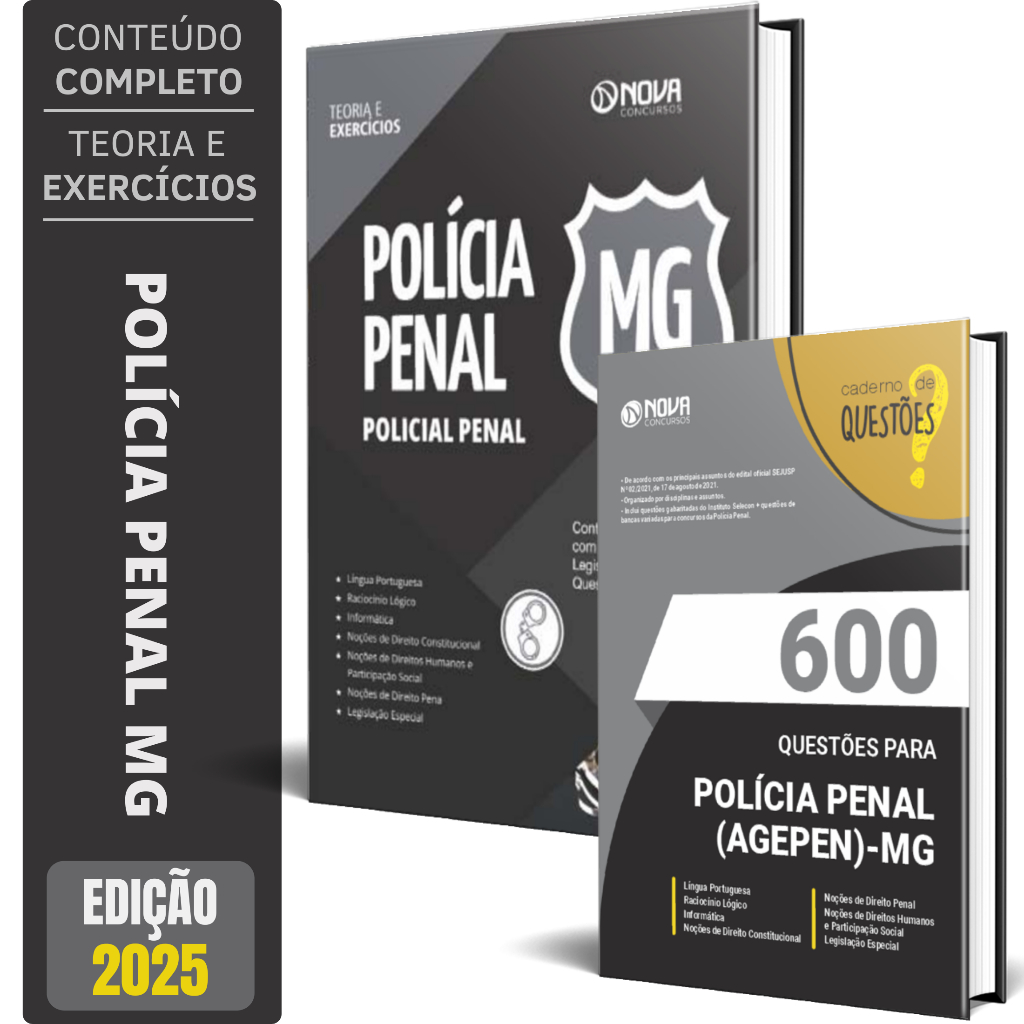 Imagem KIT Apostila AGEPEN MG - Polícia Penal + Caderno de Questões