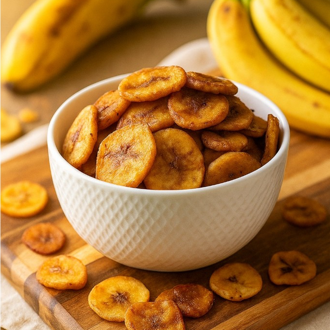 Banana Chips com Açucar e Canela. 500gr Crocante. em Oferta na Shopee