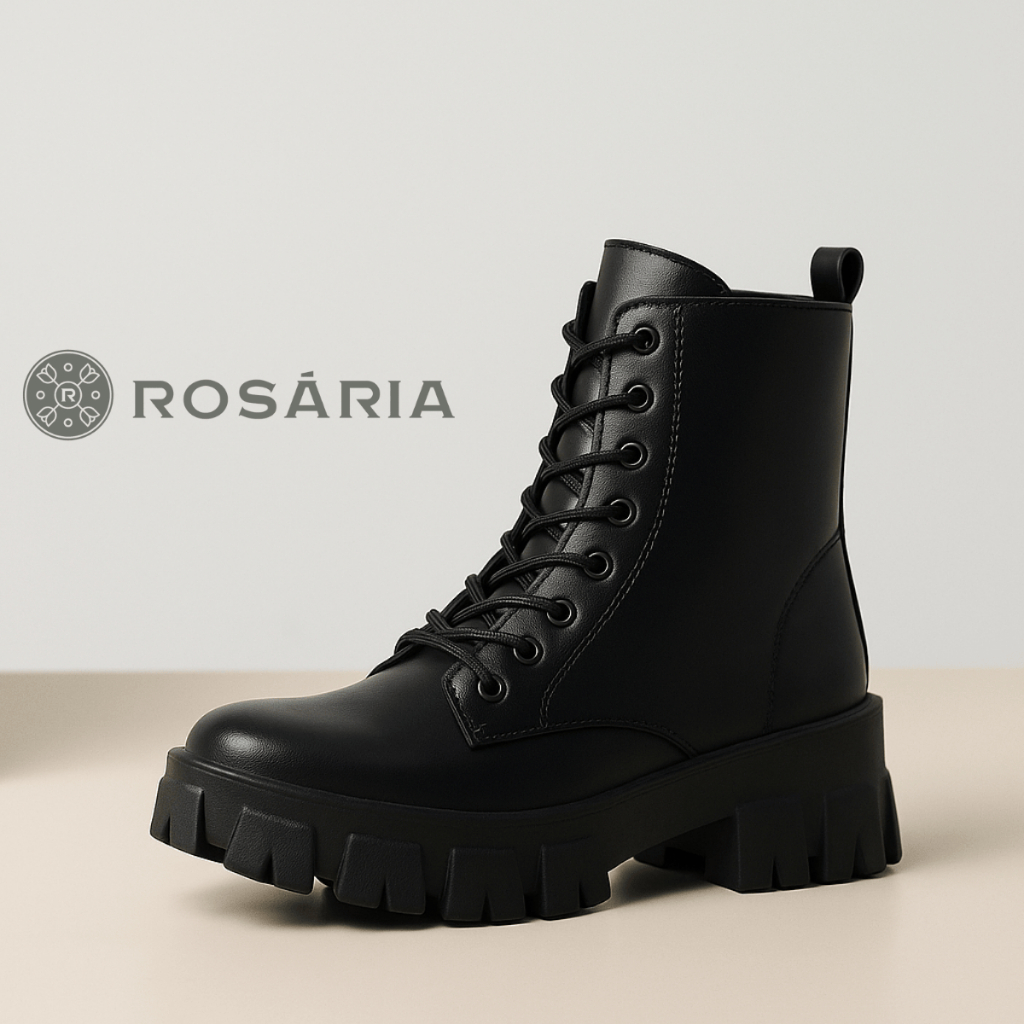 Bota Coturno Feminino Legítimo Tratorada Zipér Blogueira Cano Medio Confortável