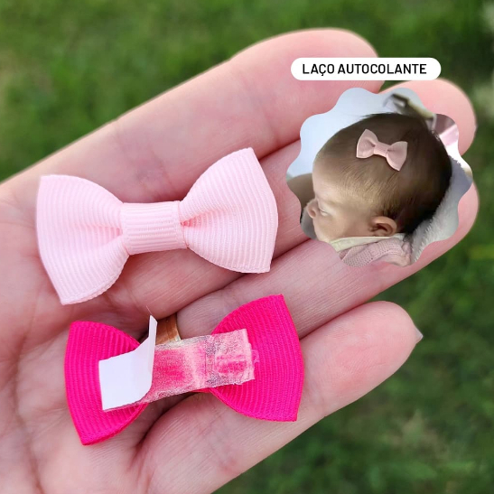 Kit 10 Mini Laços Adesivos para Bebê – Ideal para Carequinhas e Pouco Cabelo, Fita Autocol...