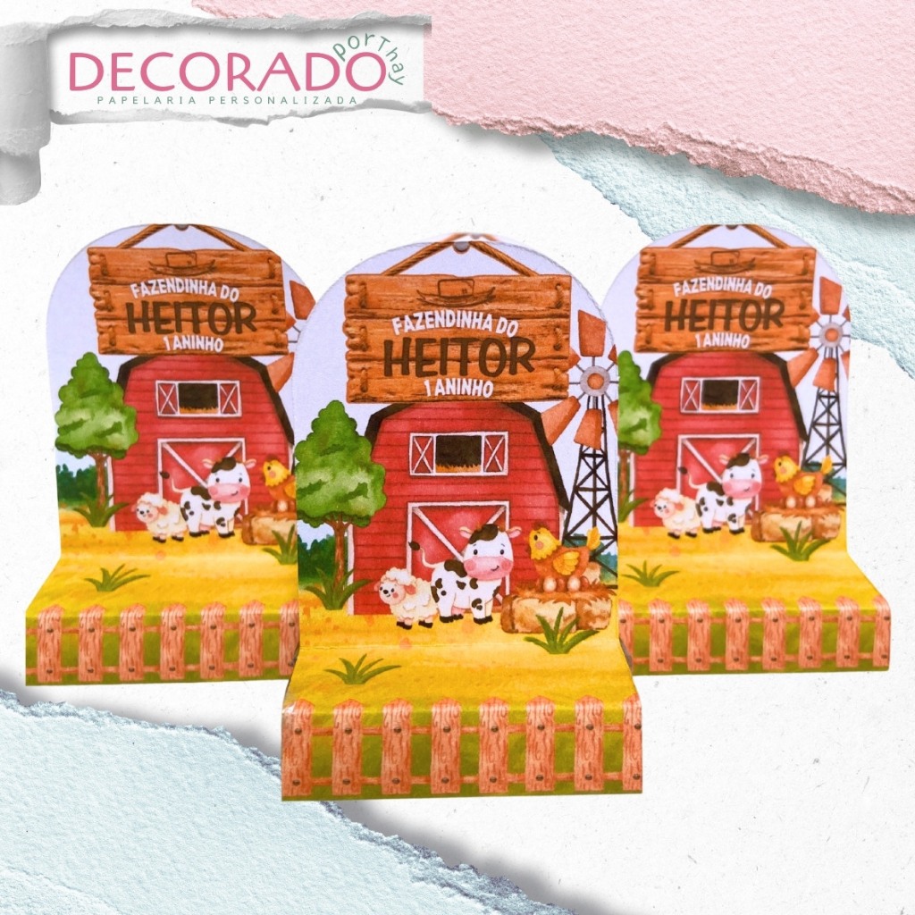 Porta bis tema fazendinha vermelha aquarela lembrancinha personalizada da fazendinha vermelha aquarela