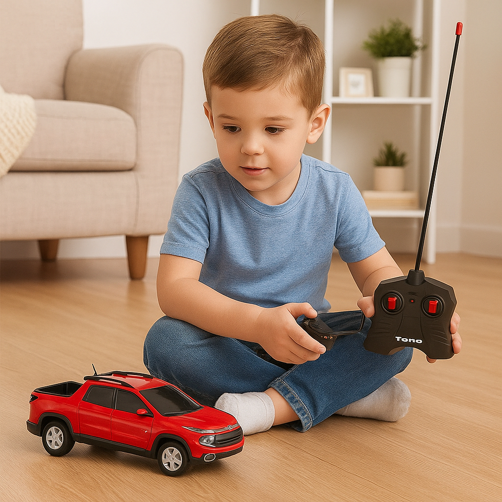 Brinquedo Carrinho Fiat Toro Controle Remoto Recarregável AZ-VERM-BRC