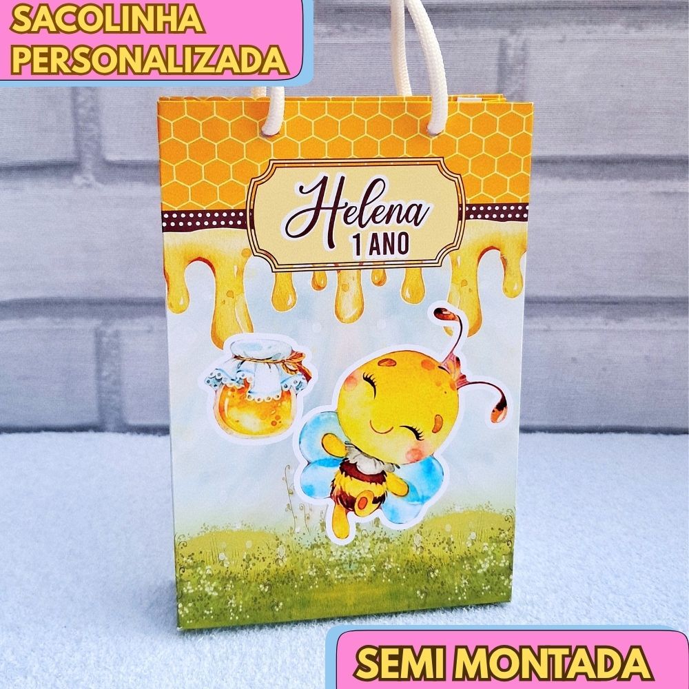 20 Sacolinha Personalizada ABELINHA - JÁ VAI MONTADA lembrancinha aniversário