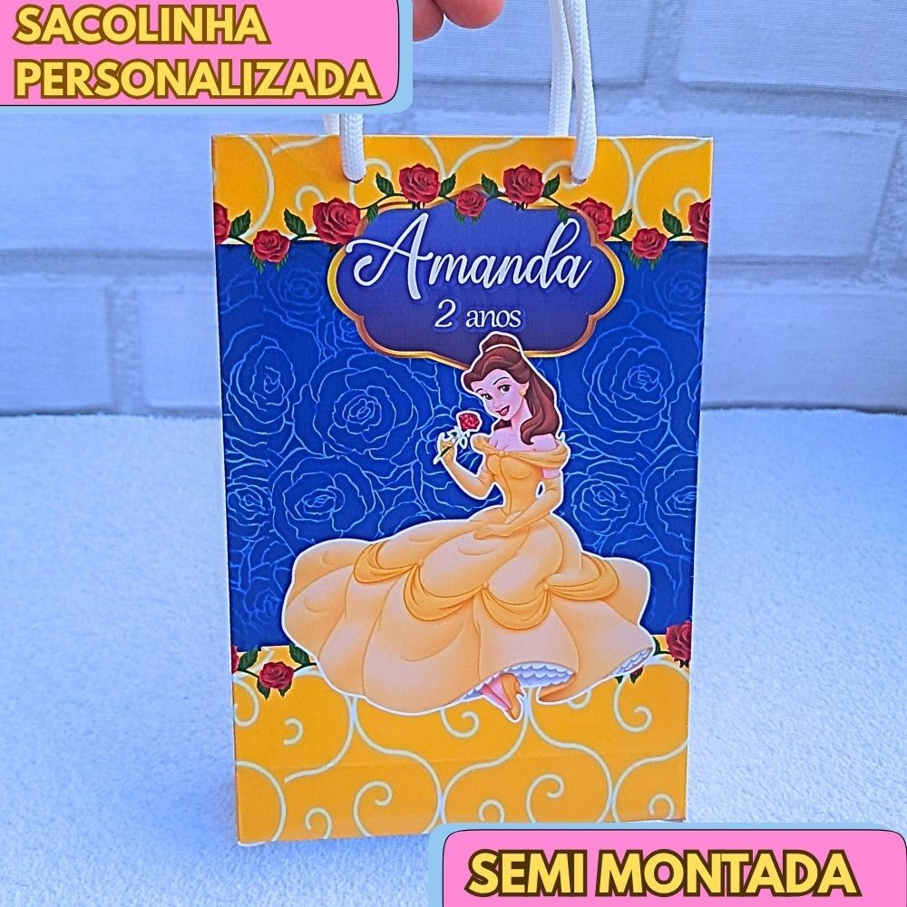 20 Sacolinha Personalizada BELA E A FERA- JÁ VAI MONTADA lembrancinha aniversário