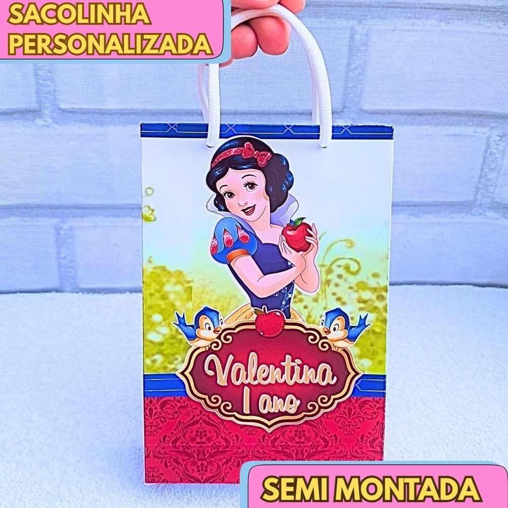 20 Sacolinha Personalizada BRANCA DE NEVE - JÁ VAI MONTADA lembrancinha aniversário