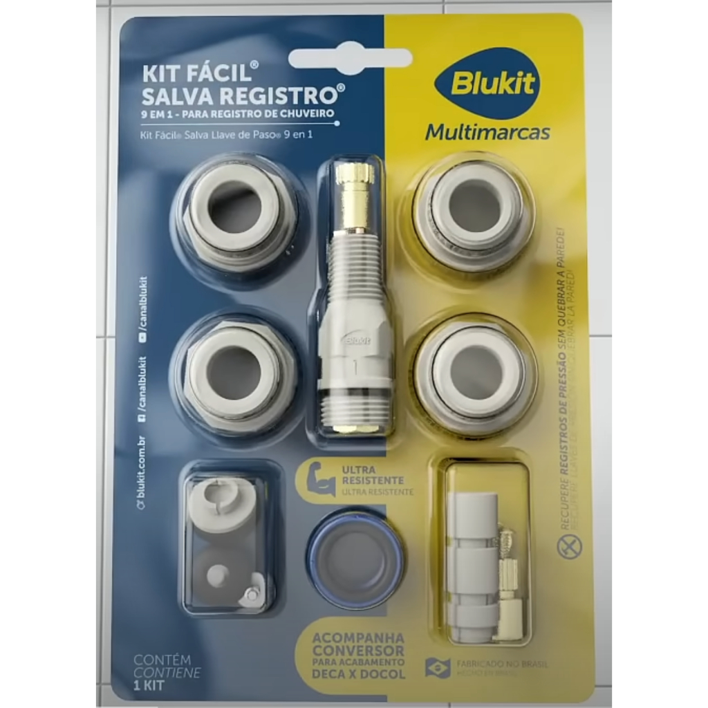 Reparo Chuveiro Kit Fácil Salva Registro 9 Em 1 Universal Blukit