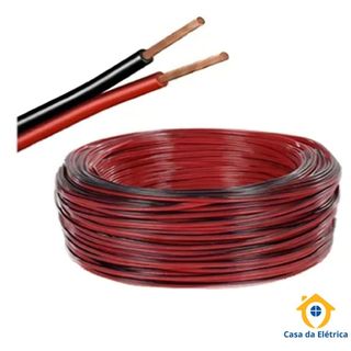 Cordão Paralelo Luminária Lustre Pendente Bicolor Preto Vermelho 2 vias 2x0,75mm