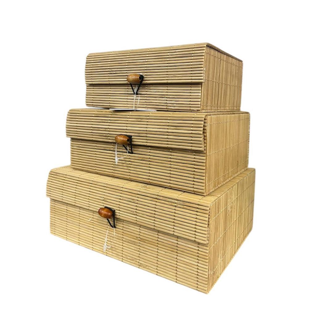Caixinha porta objeto quadrada bambu 15cm / 18cm / 21cm em Oferta na Shopee