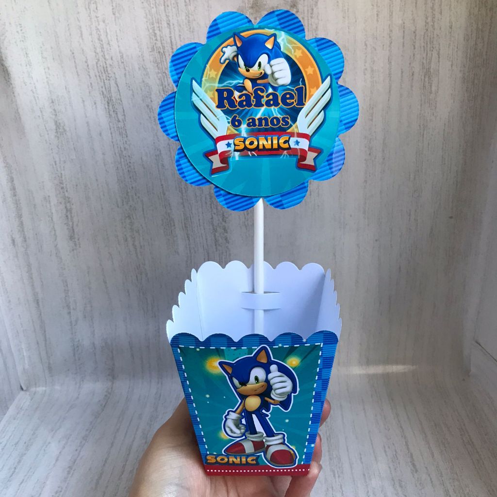 Centros de mesa Cachepot SONIC Gamer personalizados /Lembrancinhas para festa Infantil  Pegue e monte em Oferta na Shopee