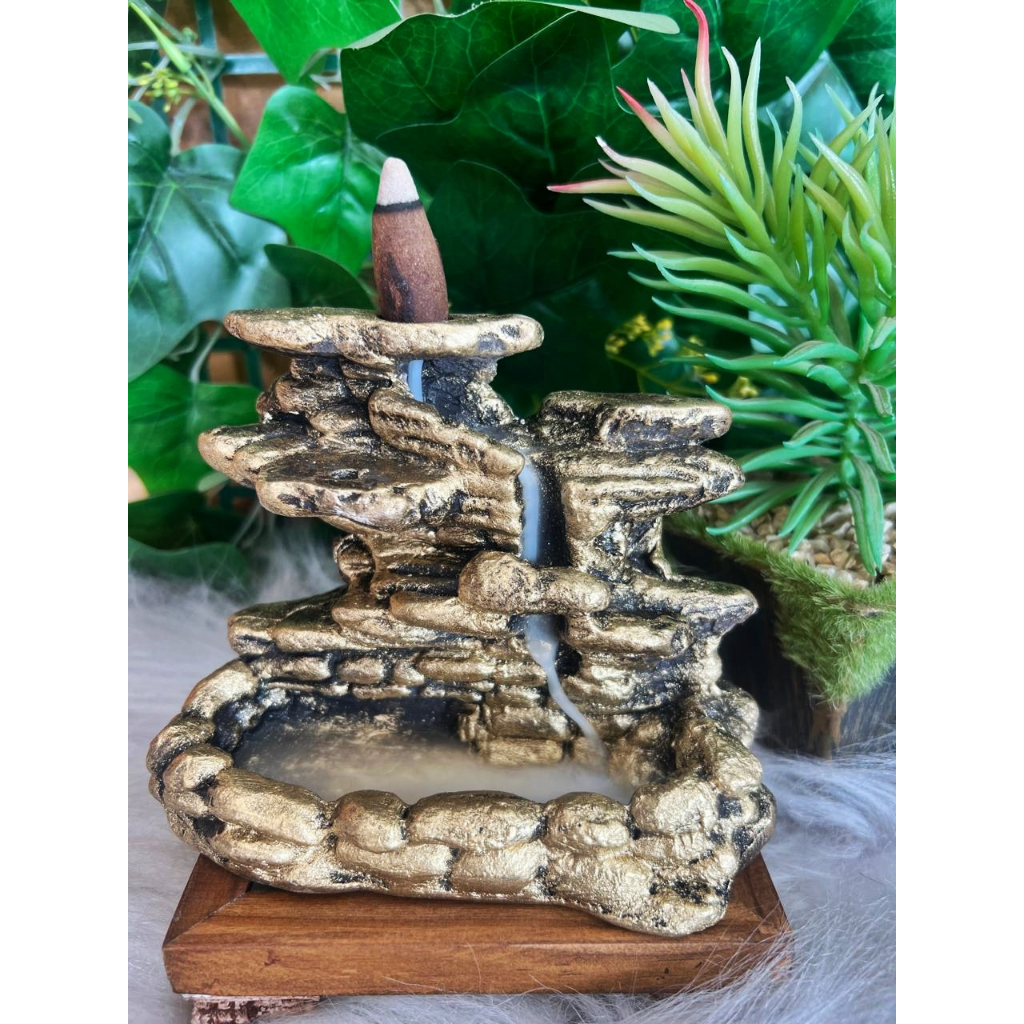 Incensário Cachoeira de Gesso Efeito de Fumaça Invertida Ambiente Zen