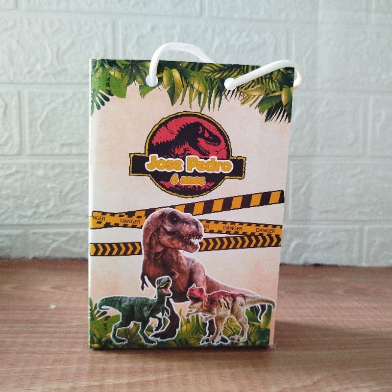 Sacolinha Personalizada Lembrancinha Festa Dinossauro Jurassic Word Park-Pegue e Monte