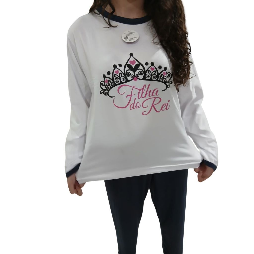Kit 2 Pijamas Femininos Inverno – Conjunto Longo com Manga Comprida, Estampado, Confortável e Quentinho em Poliéster