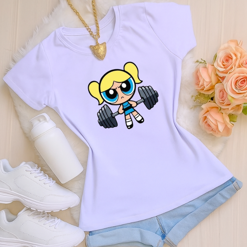 blusinha feminino treino academia camiseta  casual dia a dia algodão personagem lindinha estampada algodão premium