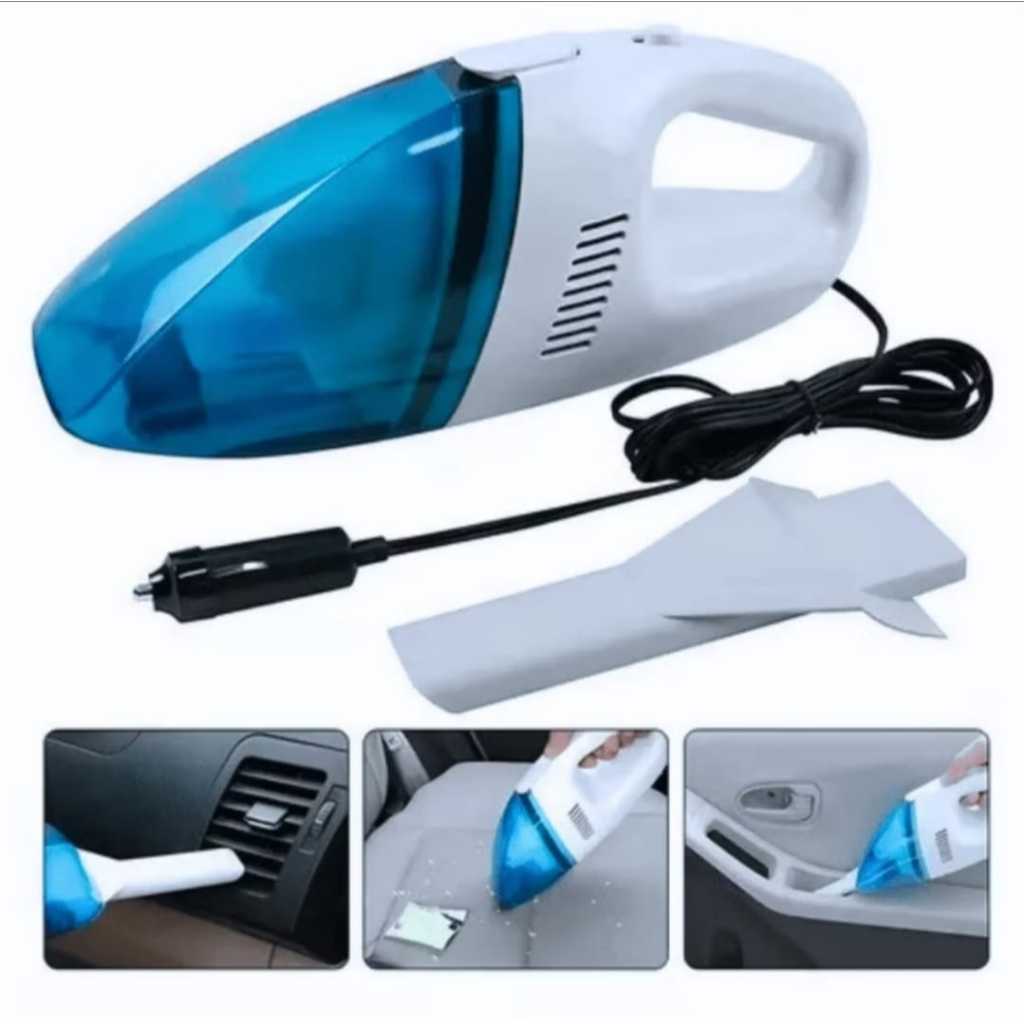 Aspirador de Pó Automotivo Carro 120w 12v Escova Bico Tubo Prolongador Cabo De 3M zul e Vermelho