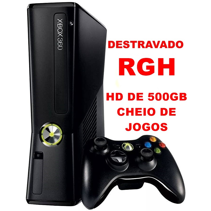 Xbox 360 Destravado RGH + HD 500GB Cheio de Jogos + Garantia