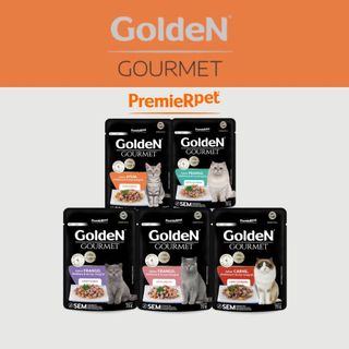 Caixa 20 Sachês Golden Gourmet Gatos Adultos ou Castrados 70g · Ração Umida