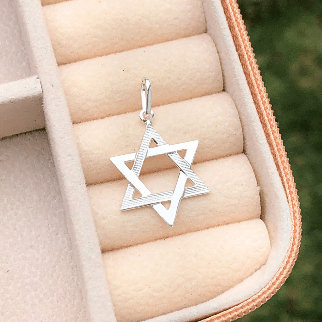 Pingente Estrela De Davi 25mm em Prata 990 Charm Joia Coleção Religioso ISRAEL