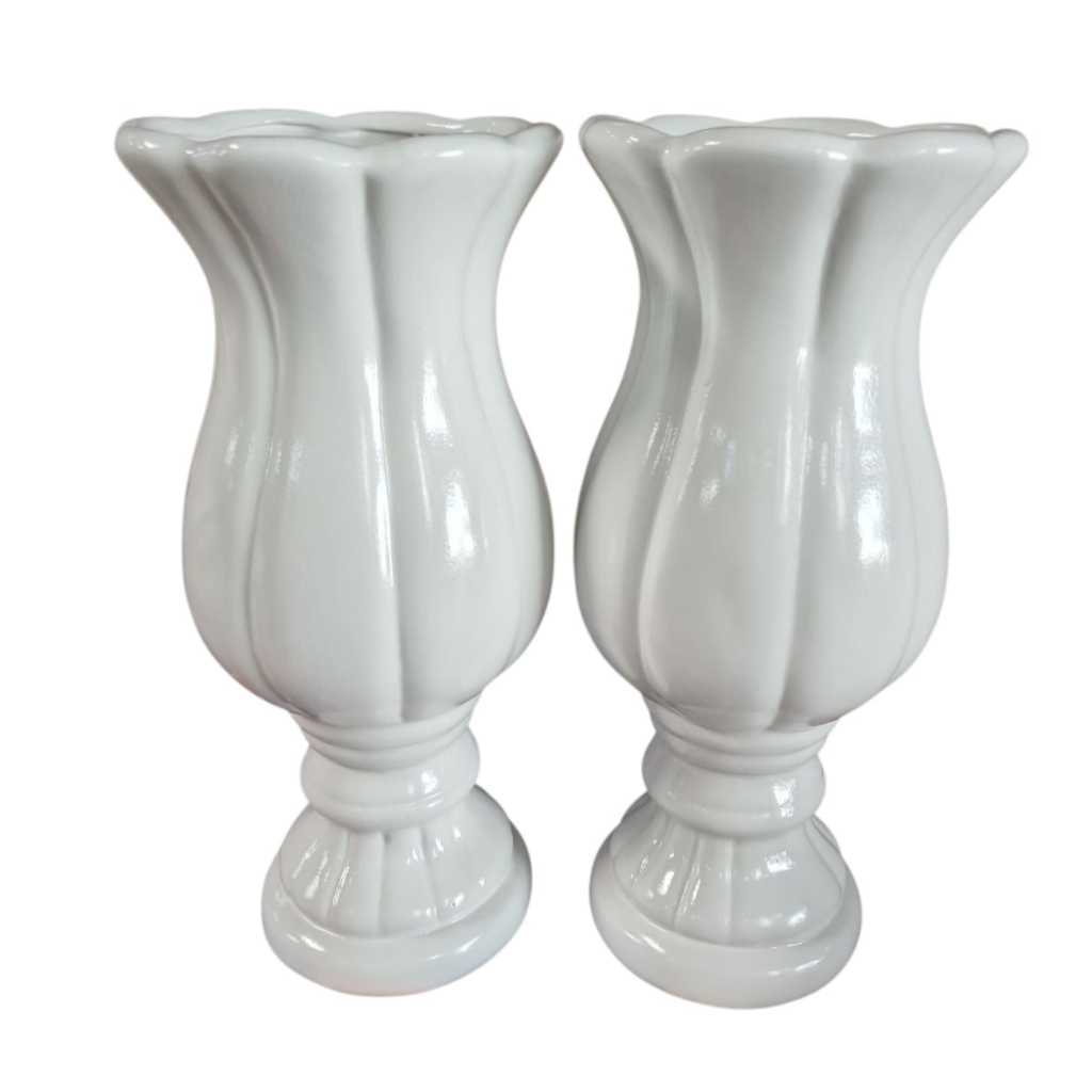 KIT 2 VSO TULIPA GD CERAMICA P\ DECORAÇÃO DE FESTA 34 CM ALT