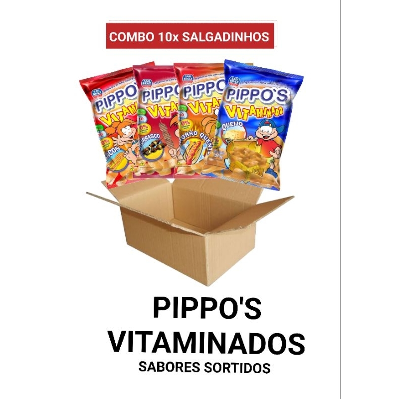 Kit 10x Salgadinhos Pippos Vitaminados 30g da São Braz!