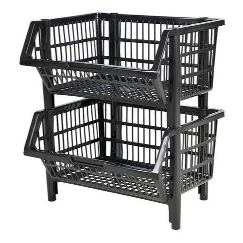 Kit 10 Cesto Empilhavel Expositor Organizador Gondola De Plástico Super Resistente Preto em Oferta na Shopee