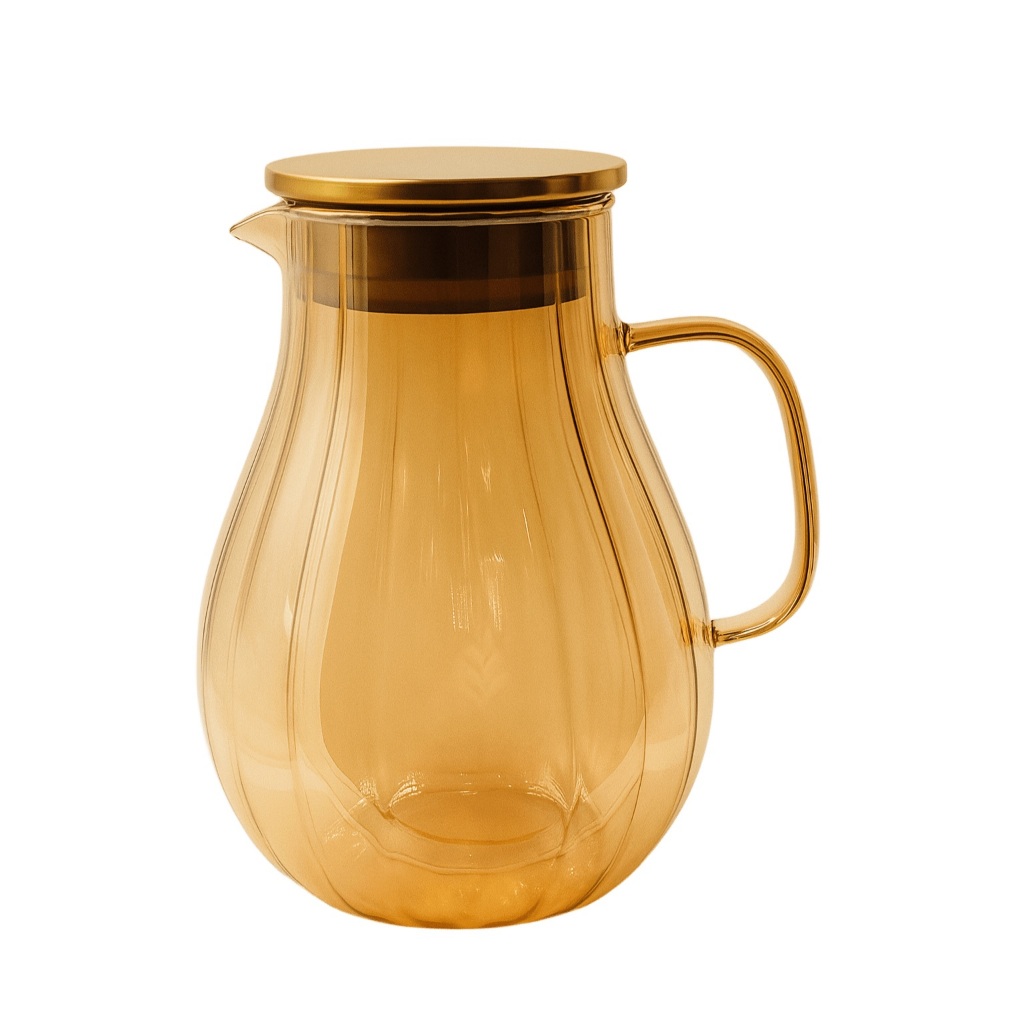 Jarra De Vidro Borossilicato Tampa Inox 1,8l Ondulada Ambar