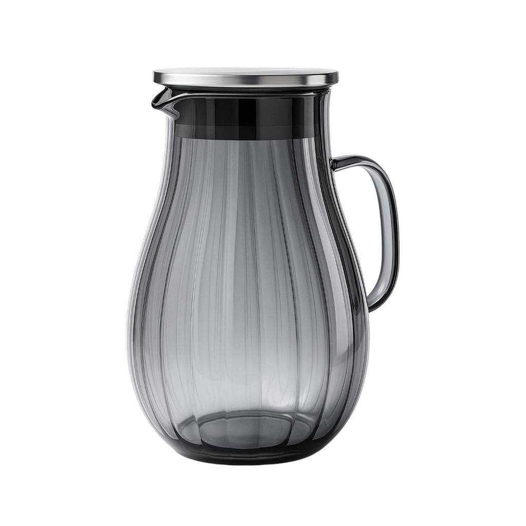 Jarra De Vidro Borossilicato Tampa Inox 1,8l Ondulada Fumê