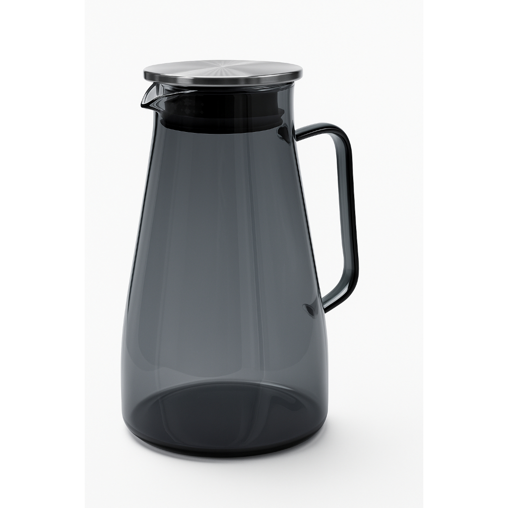 Jarra De Vidro Borossilicato Com Tampa Inox 1,8 Litros Fumê