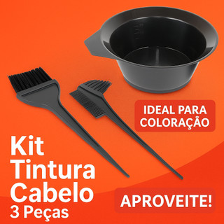Kit Tintura Pintura Cabelo 3 Peças – Tigela Pote + 2 Pincéis Profissional para Coloração e Hidratação - Kit Banho de Lua