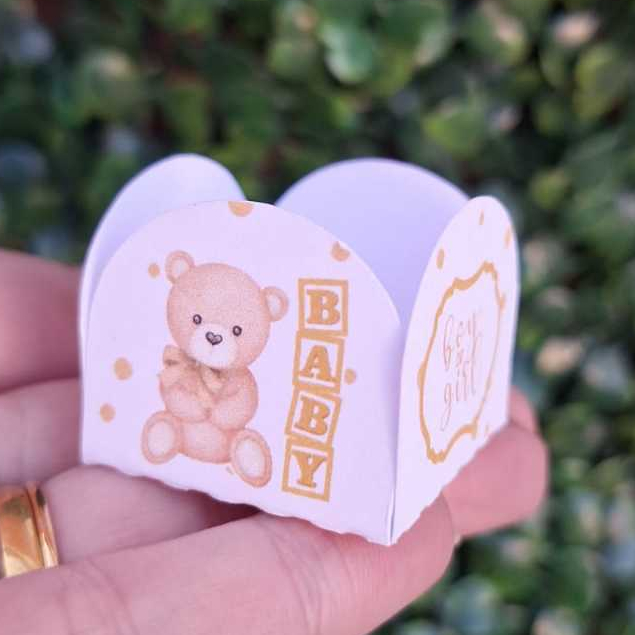 Forminhas para Doces Personalizado Chá Revelação Ursinho Neutro  para Aniversario - Forminha Brigadeiro - Festa Infantil