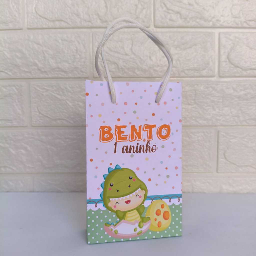 Sacolinha Personalizada Dino baby - Dinossauro - PEGUE E MONTE - Lembrancinhas para Aniversario