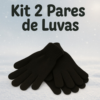 Luvas Pretas Infantil Kit 2 Pares Frio Menina Menino Moda Inverno em Oferta na Shopee