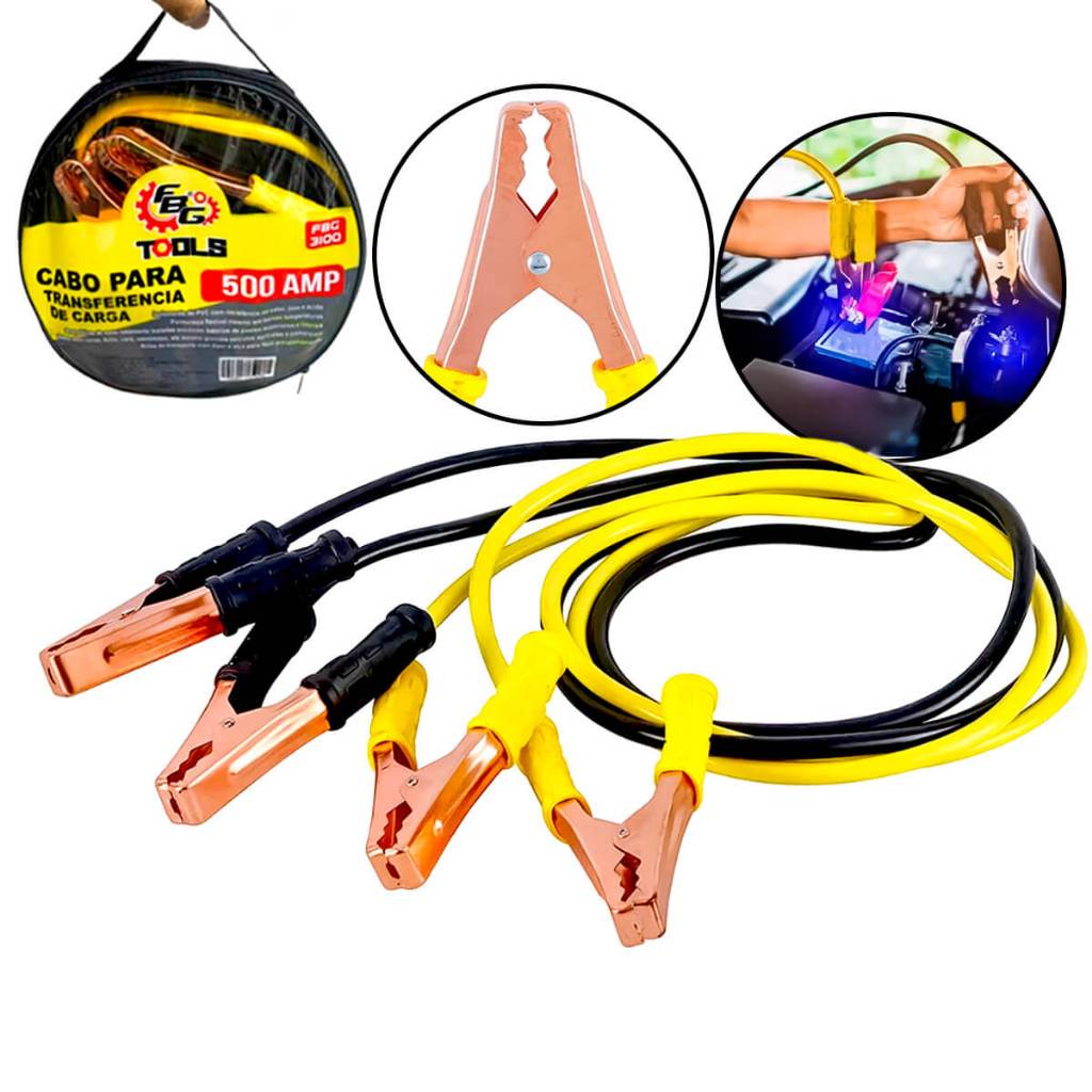 Cabo Auxiliar de Partida Chupeta [500 AMP] Cabo Auxiliar de Partida 500 AMP para Carros e Cam