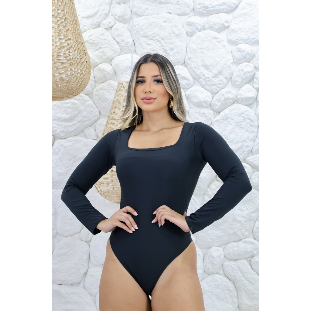Body Feminino Adulto Decote Quadrado Manga Longa 160