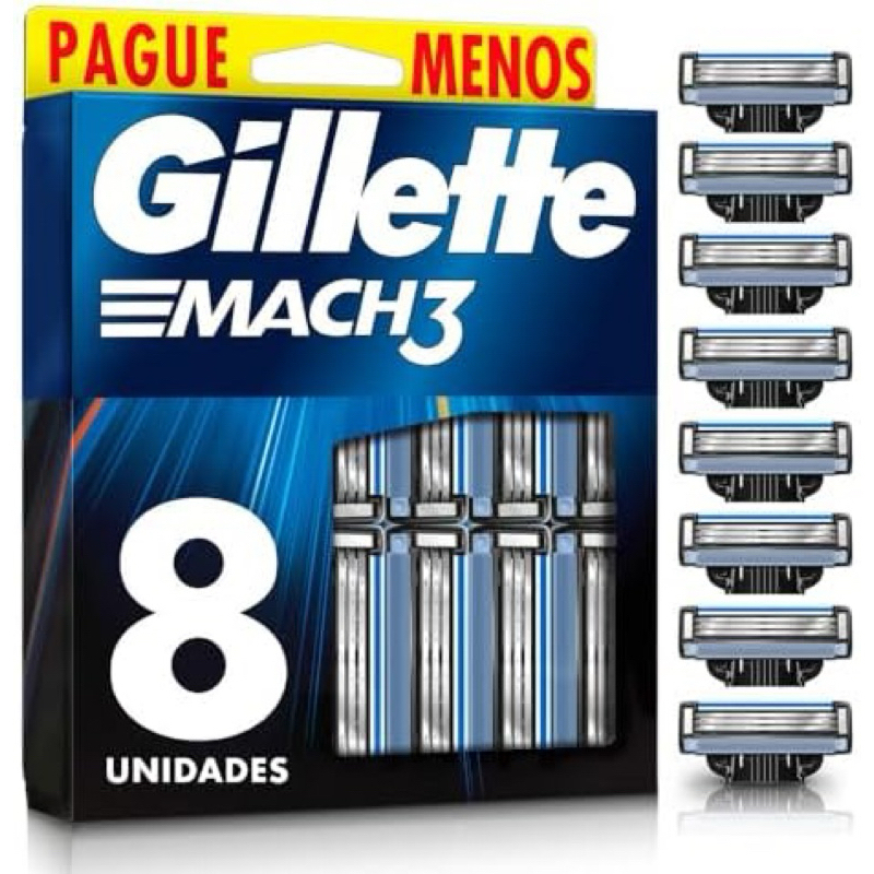 Gillette Mach 3 Carga Recarga Para Aparelho De Barbear 8 Un em Oferta na Shopee