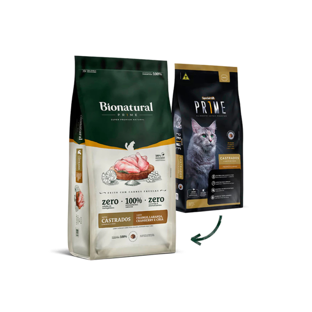 Ração Bionatural Prime Gatos Castrados sabor Frango 1,5 KG - Special Dog em Oferta na Shopee