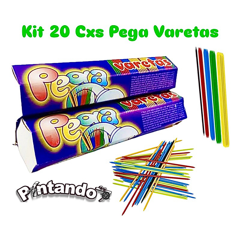 Kit 3 a 20 Cxs Pega Varetas Brinquedo Divertido 21 Varetas coloridas